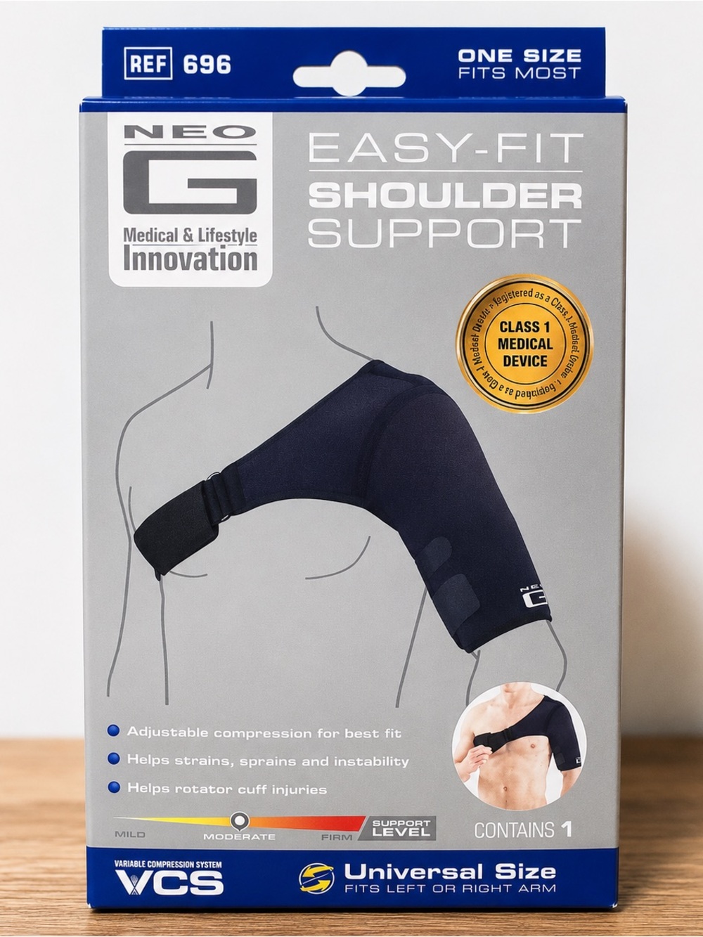 Neo G Easy-Fit Shoulder Support Brace Universal Size Rotator Cuff NIB